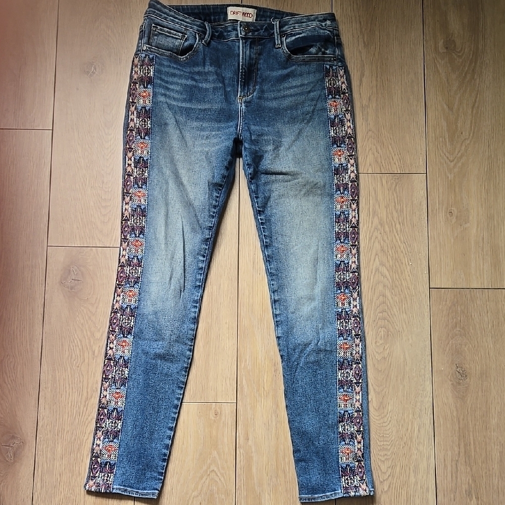 Driftwood Jackie High-Rise Embroidered Jeans Size 28